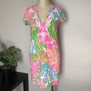 Lily Pulitzer v neck pima cotton knit short sleeve dress size S